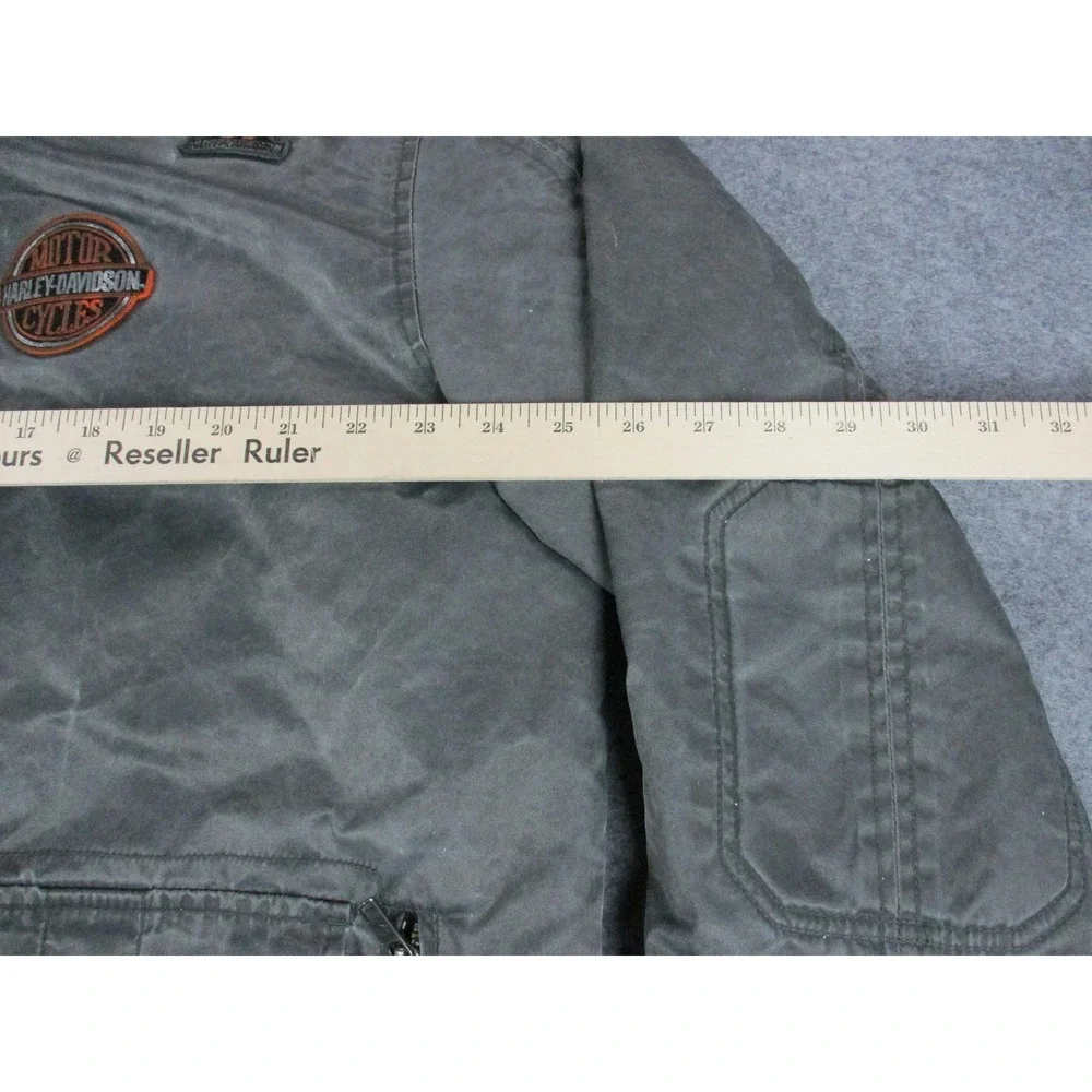 Harley Davidson Jacket Mens Extra Large Gray Eagle Mechanic Bomber Lined Coat